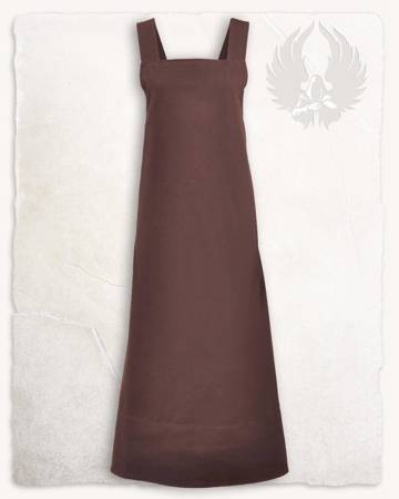 Lientje Apron Dress Brown - płócienna długa suknia fartuchowa