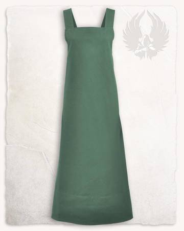 Lientje Apron Dress Green - płócienna długa suknia fartuchowa