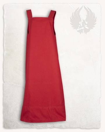 Lientje Apron Dress Red - płócienna długa suknia fartuchowa