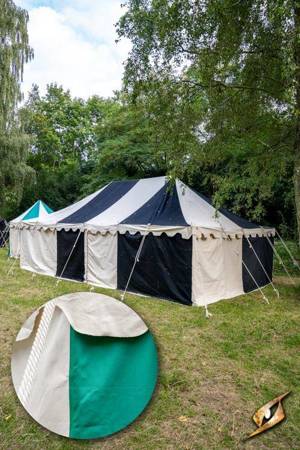 Marquee Tent - 5x8m - Natural/Emerald Green