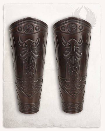 Ragnarok Thor Leather Bracers - Brown