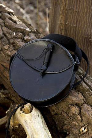 Round Leather Bag - Black