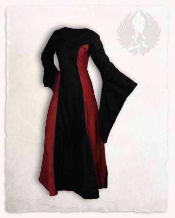 Stella Dress Cotton Black/Bordeaux - średniowieczna suknia