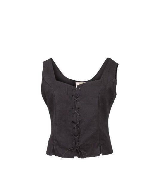 Tika Bodice Canvas Black - kamizelka gorsetowa