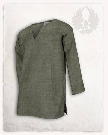 Tronde Tunic Herringbone Olive-Green - bawełniana tunika