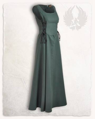 Uma Dress Canvas Green - płócienna suknia