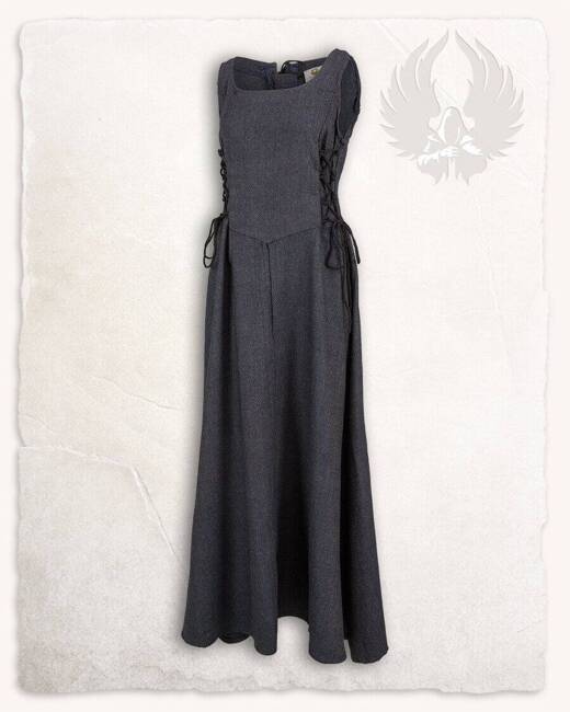 Uma Dress Herringbone Blue - suknia z wełny filcowanej