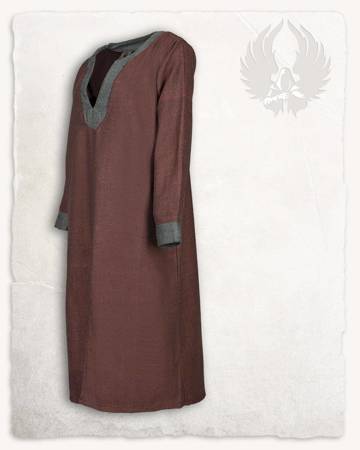 Wilfred Tunic Herringbone Red/Grey - bawełniana tunika